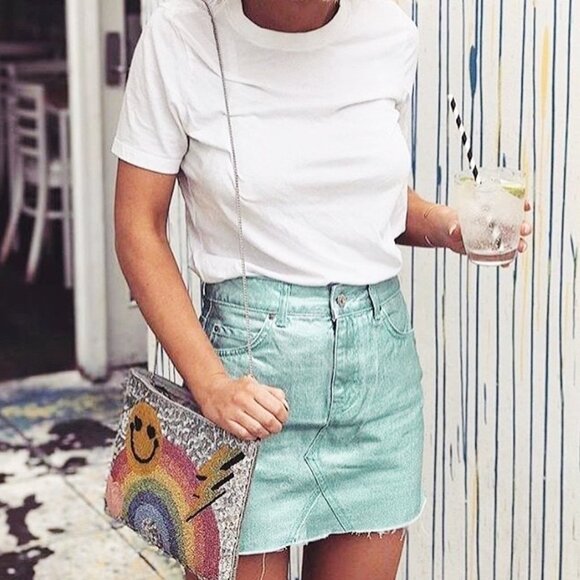 Rare - St. Xavier Social Icons  Rainbow Sequin Beaded convertible Clutch - Picture 2 of 5